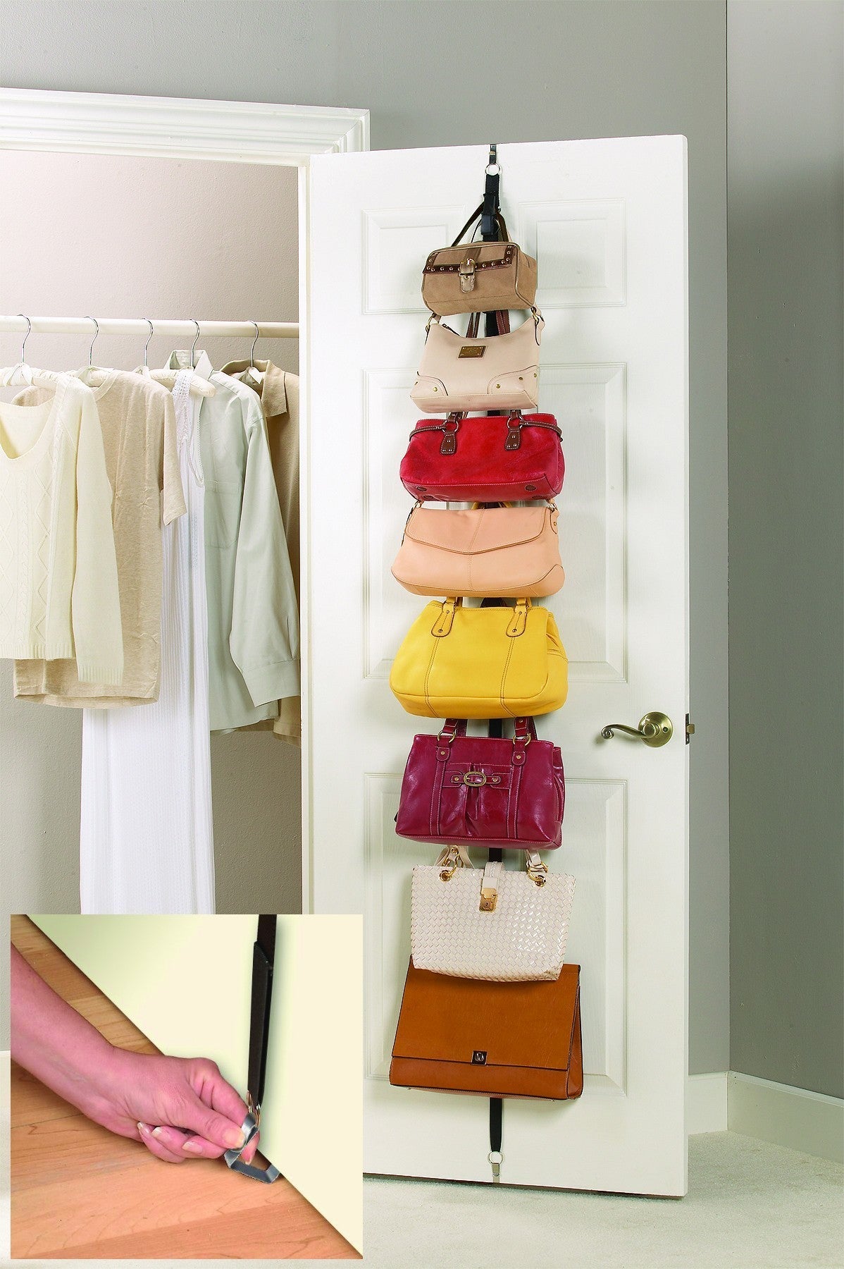 Organisateur porte sac 16 crochets pour suspendre le sac foulards et chapeaux