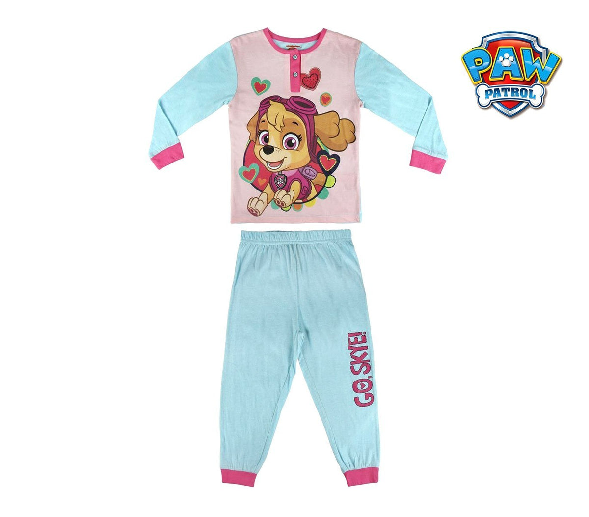 22-2278 Pyjama enfant fille imprimé Paw Patrol Skye 100 coton de 3 à 6 ans