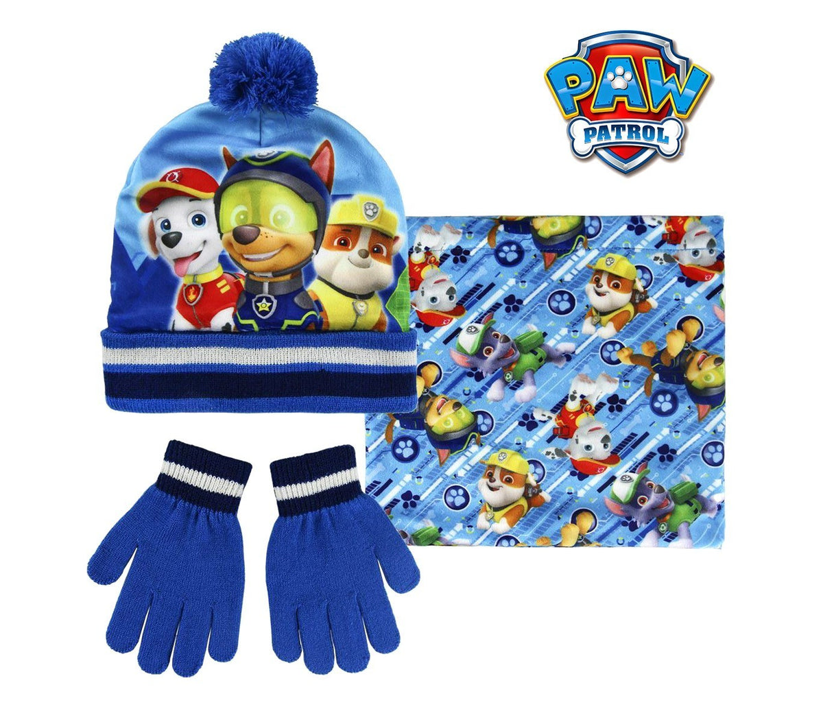 2200002441 Set d'hiver 3 pièces pour enfant PAW PATROL écharpe bonnet et gants