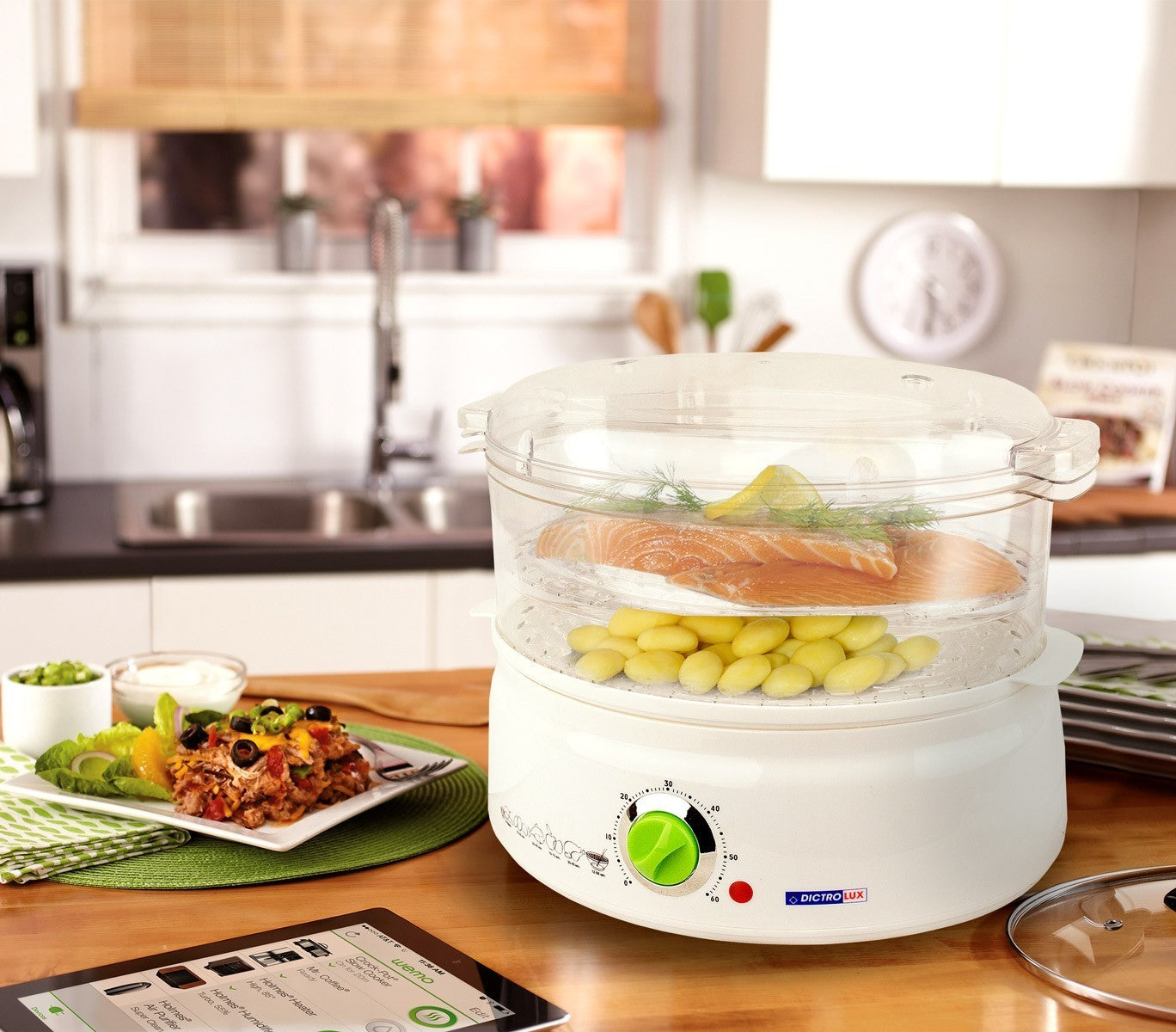 892100 Cuiseur vapeur 2 paniers DICTROLUX capacité 5,5 litres 600 W