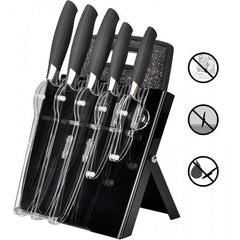 Set de 7 couteaux acier inoxydable RL-BLK7ST avec soutien acrylique et planche