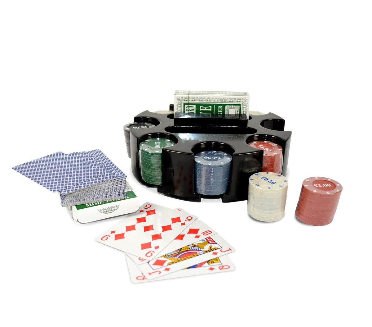 027035 Set de poker CIGIOKI 2 jeux de cartes et 96 jetons avec rangement