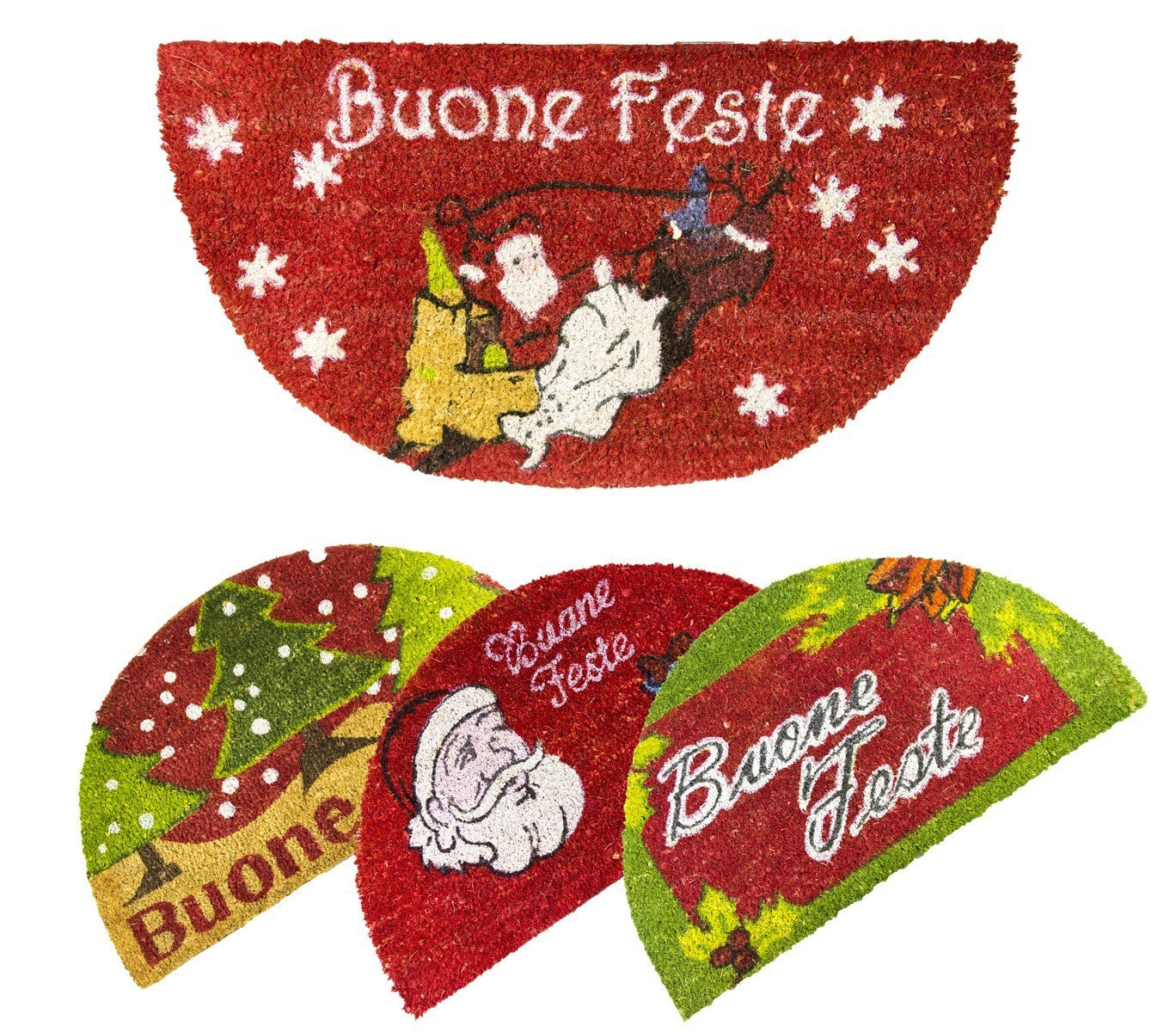 228865 Paillasson demi-lune noël BUONE FESTE en fibre de coco antidérapant