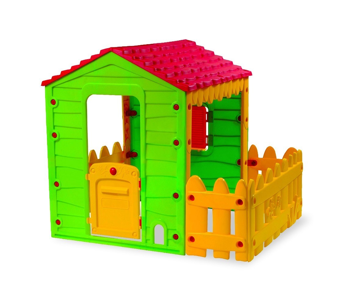 219591 Maisonnette enfant MY FARM HOUSE extérieur 127x118x146 cm avec jardinet