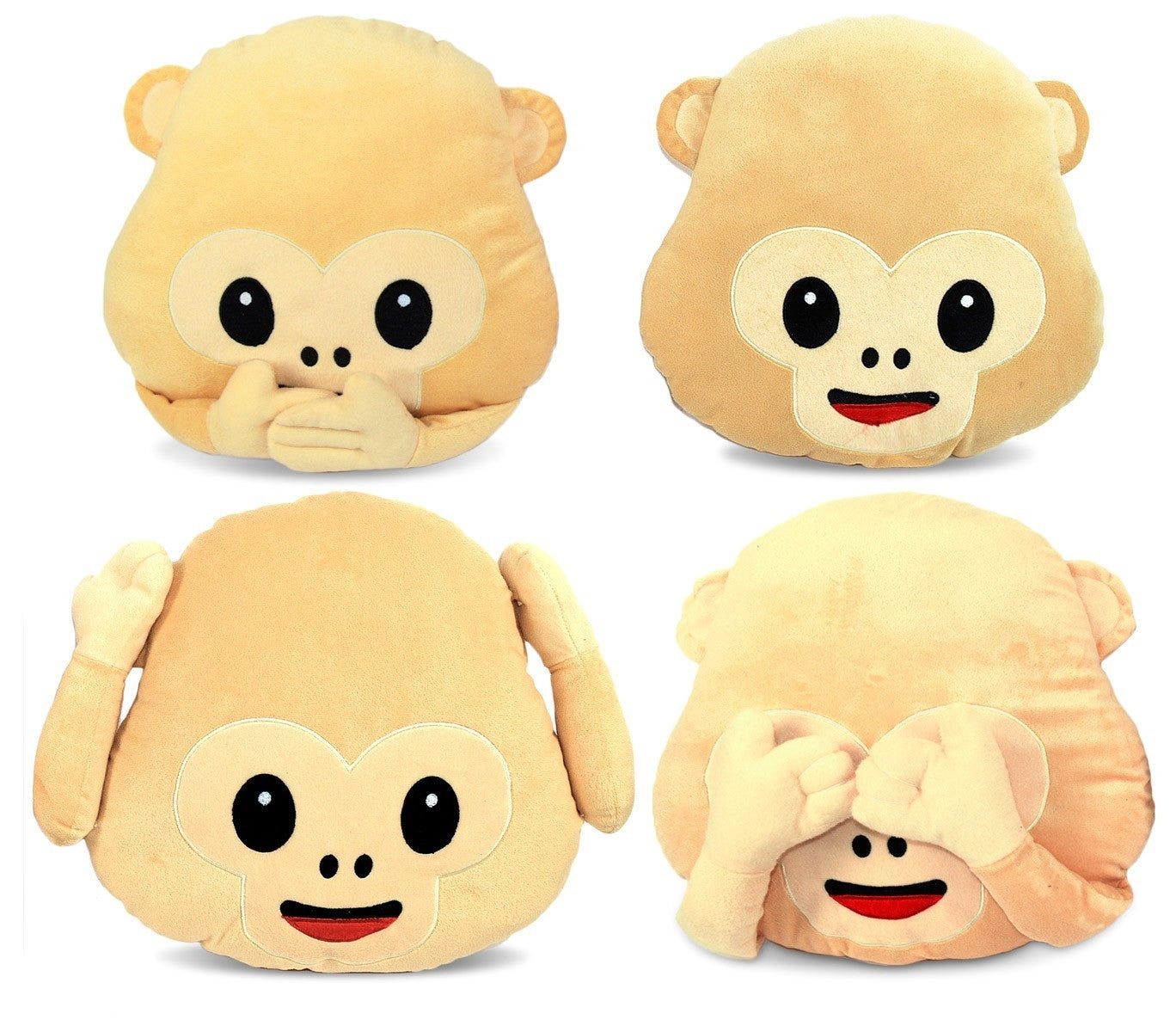 347621 Coussins décoratifs émoticône les trois singes de la sagesse 36 cm