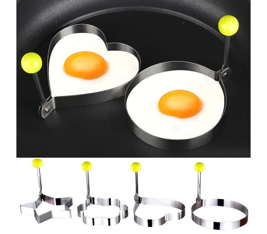4706 Set de 4 moules à œufs au plat pour poêle en acier inox 9 x 9 x 1,4 cm