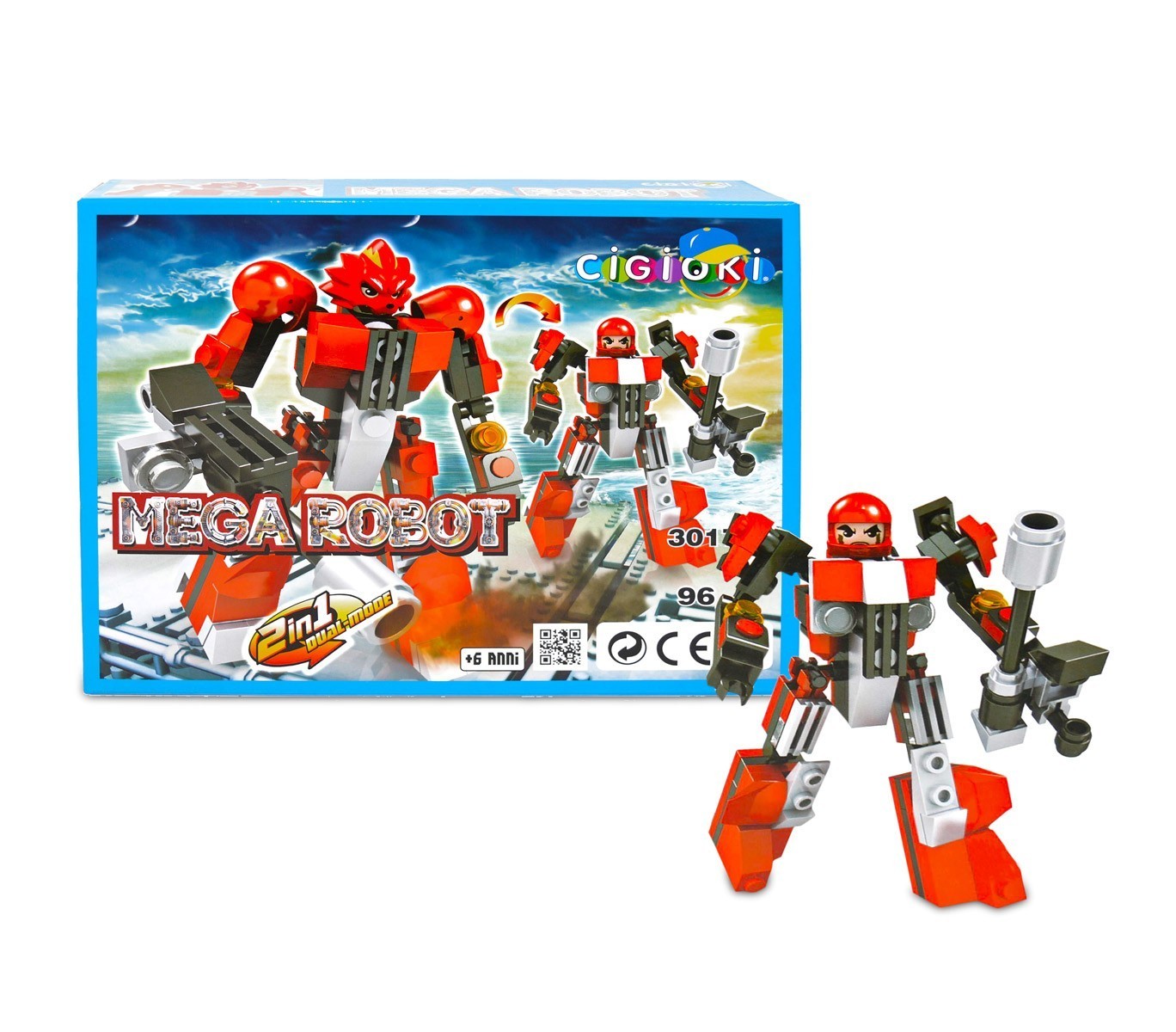 358290 Playset de briques de construction MEGAROBOT 2 en 1 CIGIOKI 96 pièces