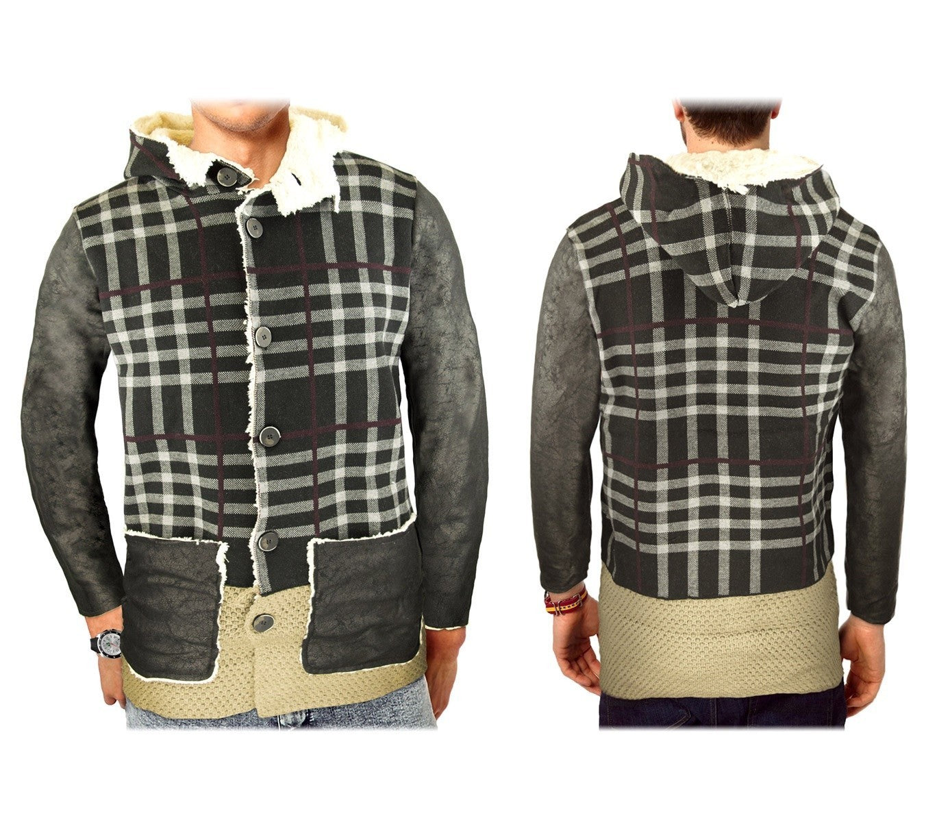 87330 Veste homme mod. BRICKS avec capuche doublée peluche et deux poches devant