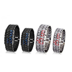 Montre numérique LED samouraï modèle de bracelet de fer métallique