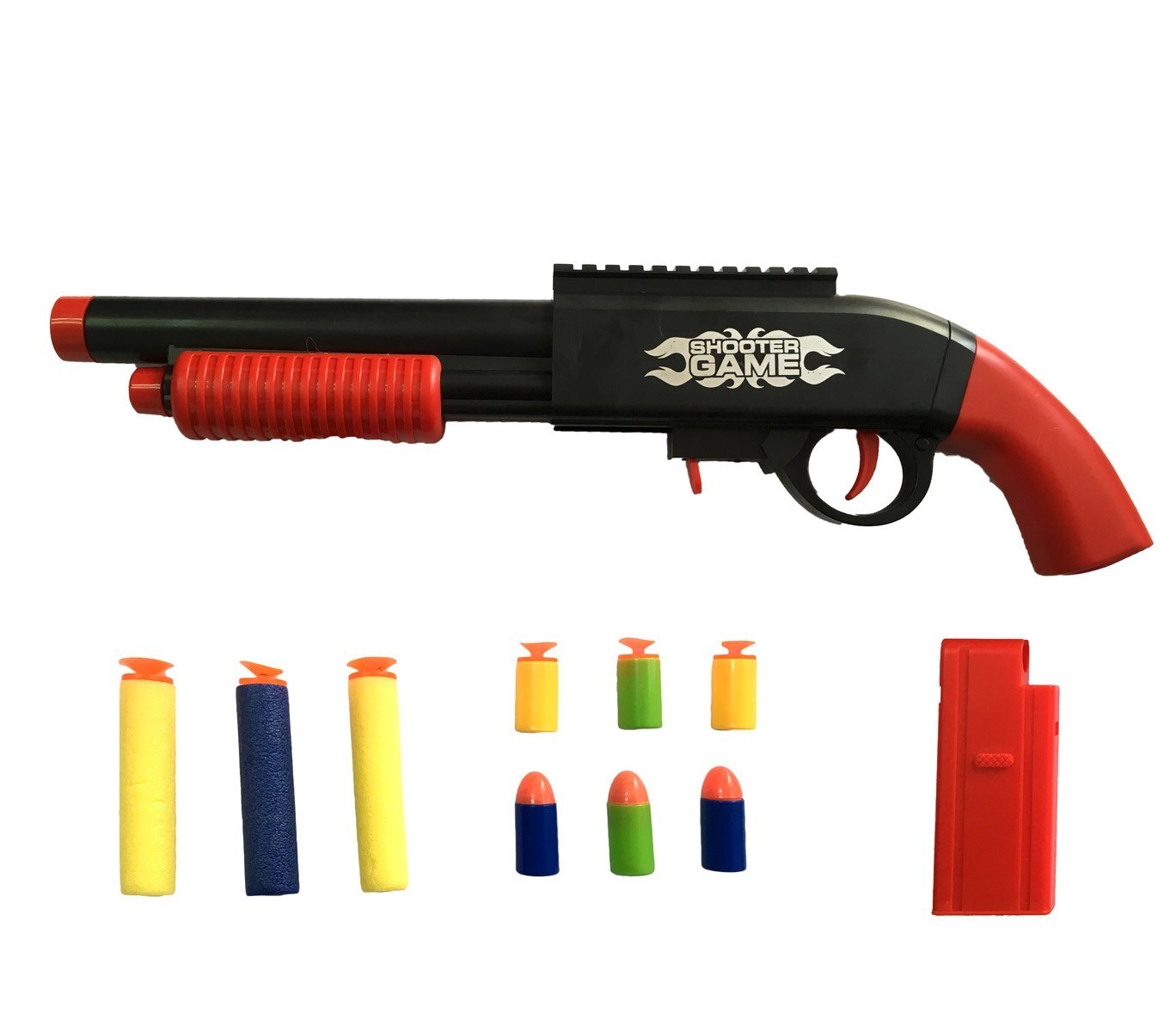 358801 Fusil à pompe jouet pour enfant BUBLE BULLET GUN avec balles souples