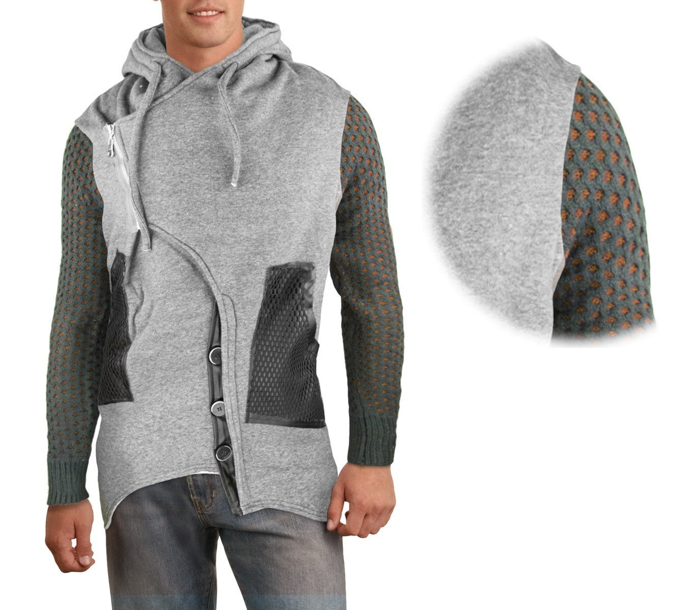 87329 Veste pour homme modèle Sedrik coupe asymétrique détails sur manches