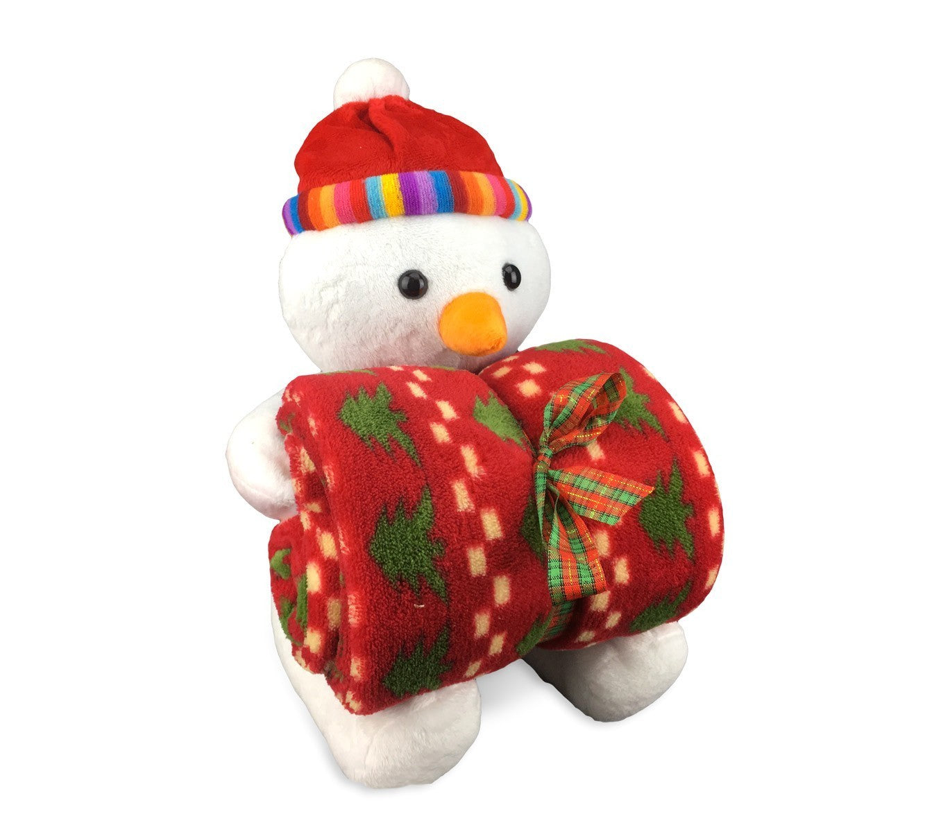 575020 Set de peluche et couverture polaire thème de Noël idée cadeau 91 x 81 cm