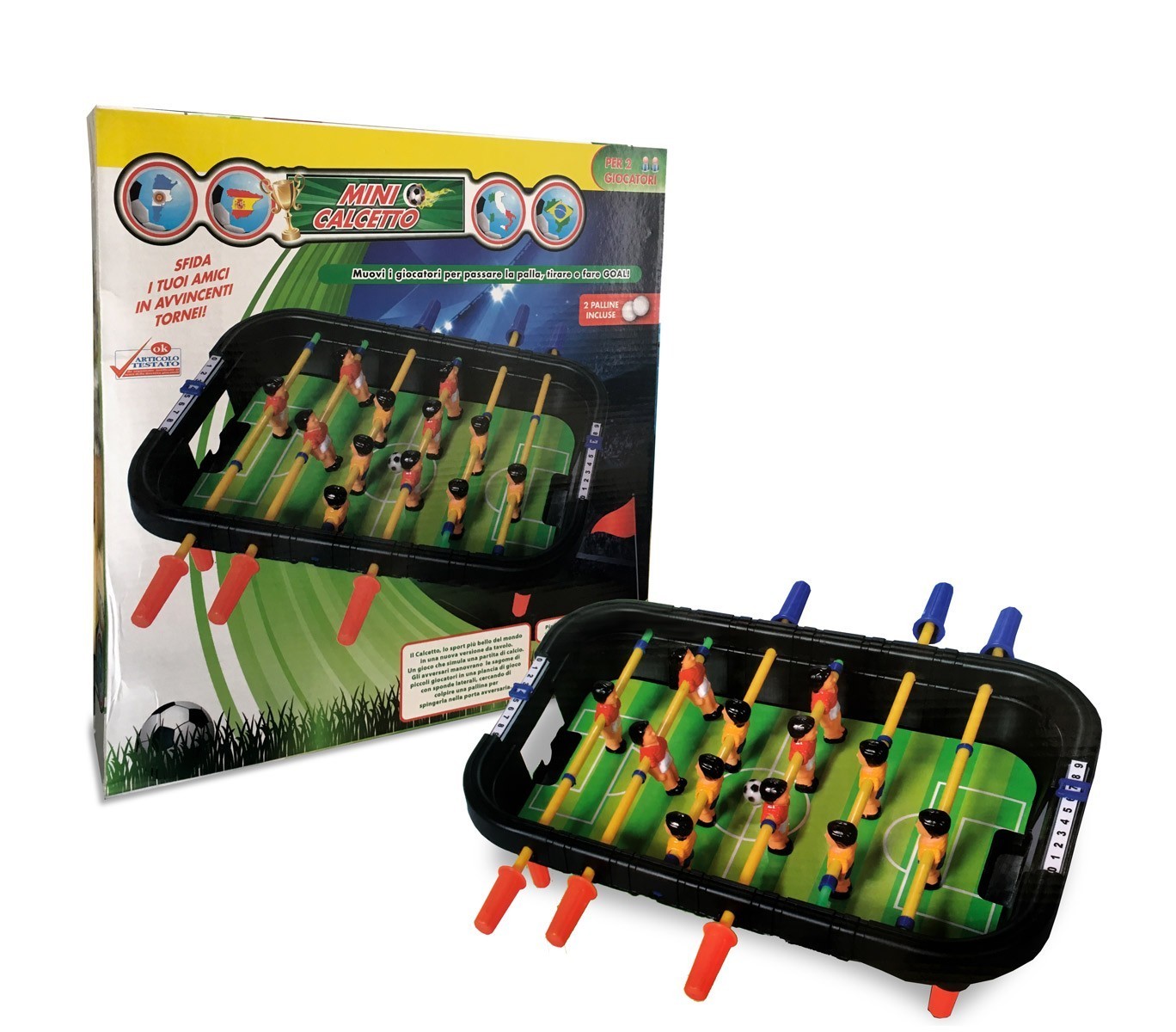 100424 Mini baby-foot de table avec 12 joueurs 6 barres et 2 balles incluses