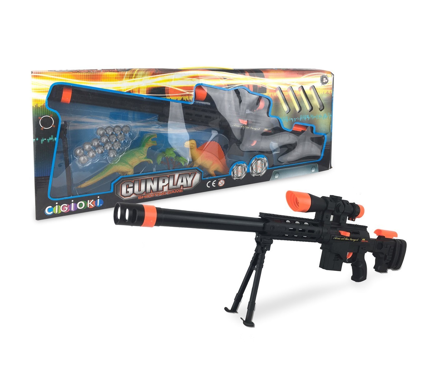 395035 Fusil à bille GUN PLAY en plastique CIGIOKI avec balles et cibles