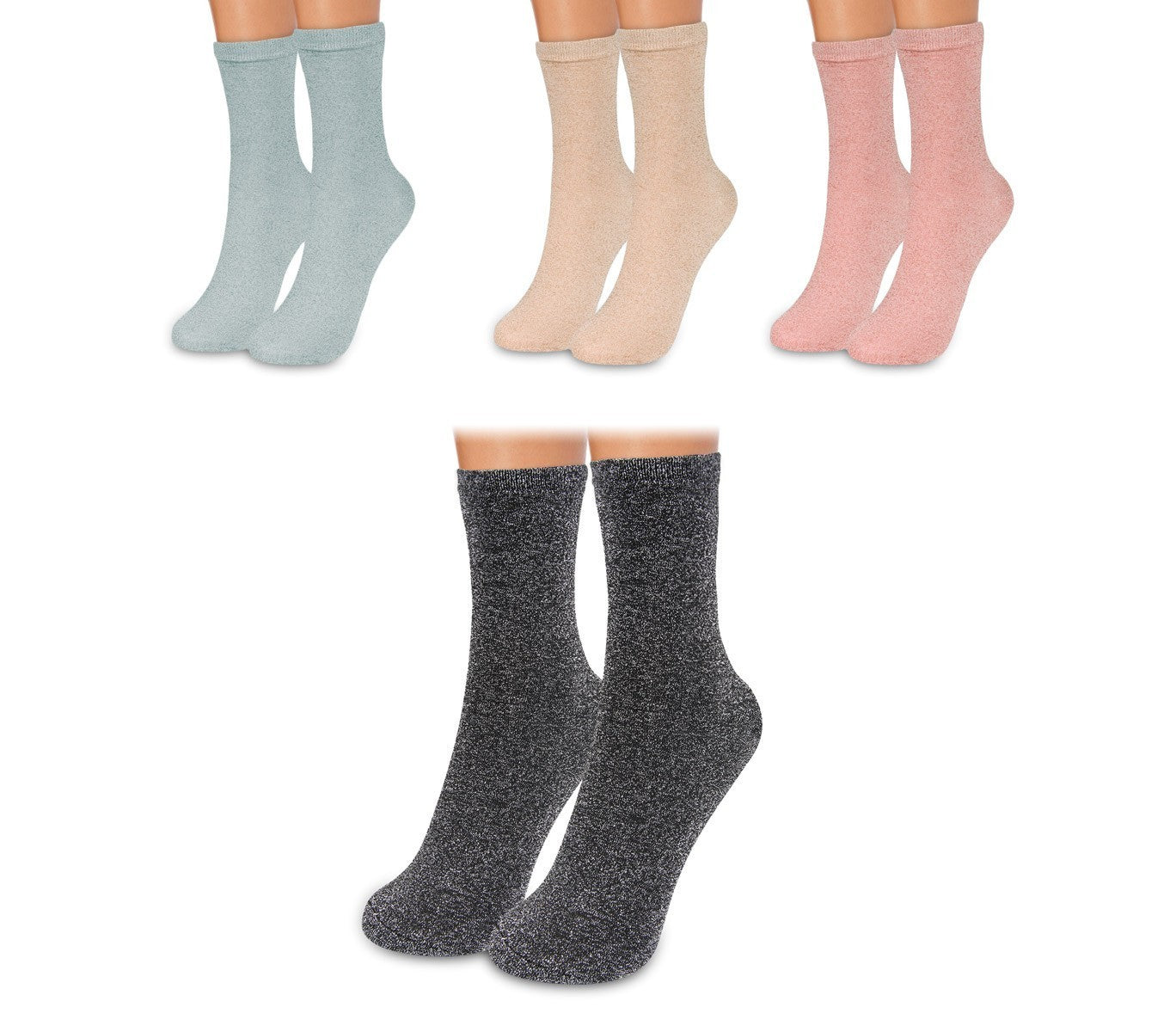 214679 Lot de 12 paires de chaussettes pailletées femme SPARKLY  taille unique