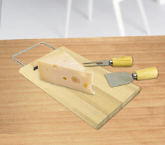689378 Plateau à fromage en bois du bouleau avec fourchette et pelle 33 x 15 cm