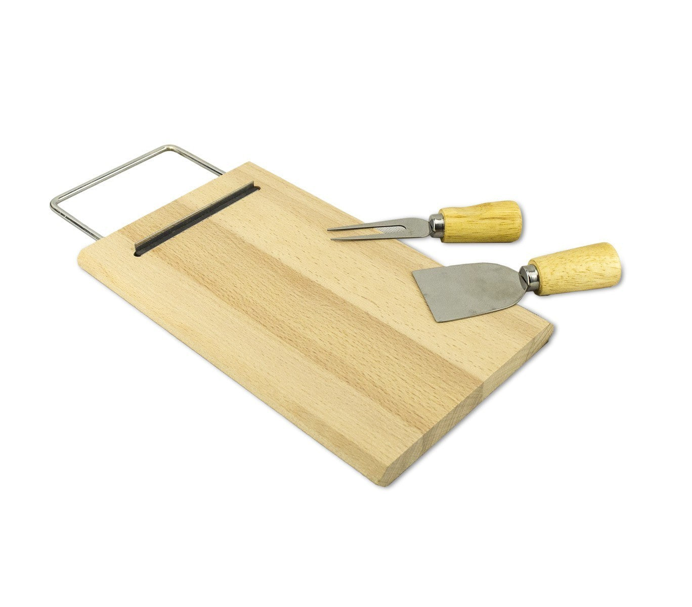 689378 Plateau à fromage en bois du bouleau avec fourchette et pelle 33 x 15 cm