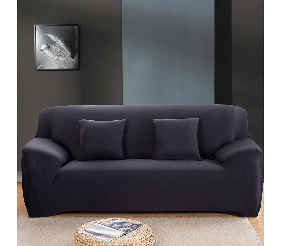 4352 Housse de canapé 2 places couleur unie tissu élastique facile à enfiler