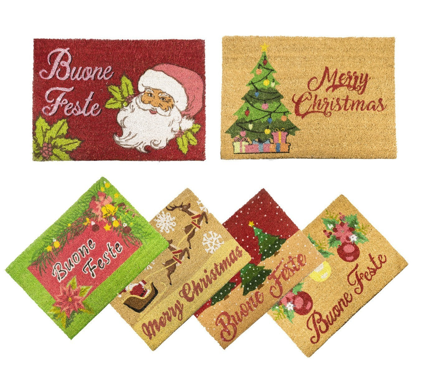 119934 Paillasson noël BUONE FESTE en fibre de coco antidérapant 50 x 70 cm