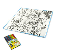 121769 Tapis magique DINOSAURES lavable 50 x 50 cm pour colorier avec feutres