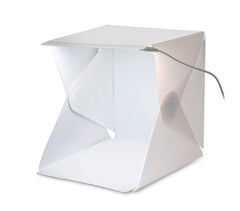 4498 Mini studio photo 22x24x24 cm avec lumière led arrière-plan blanc et noir