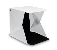 4498 Mini studio photo 22x24x24 cm avec lumière led arrière-plan blanc et noir