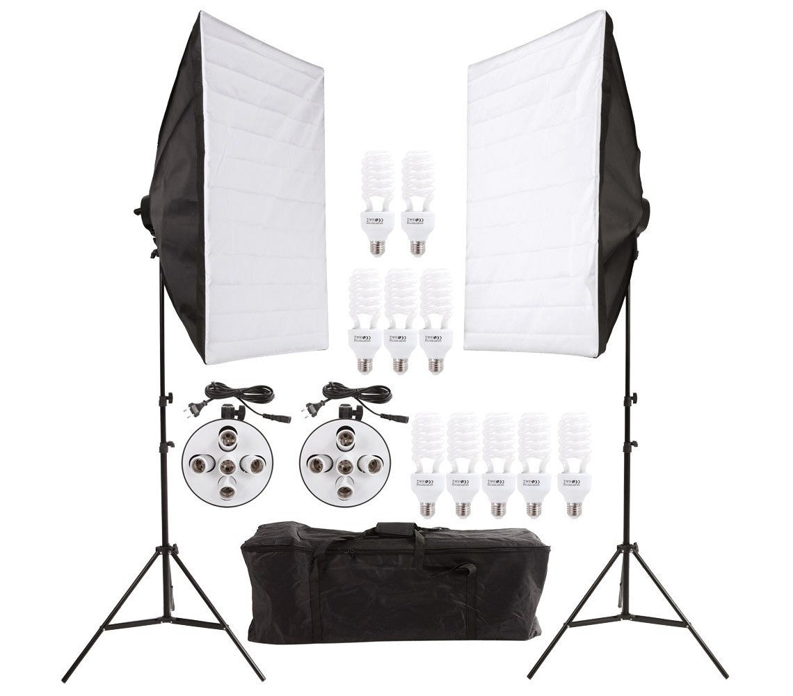 4499 kit d'éclairage 2 softbox avec 10 ampoules de 45 W et un sac de transport