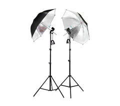 4493 Kit d’éclairage studio 2 parapluies lumineux 85 cm avec ampoules de 135 w