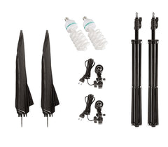 4493 Kit d’éclairage studio 2 parapluies lumineux 85 cm avec ampoules de 135 w