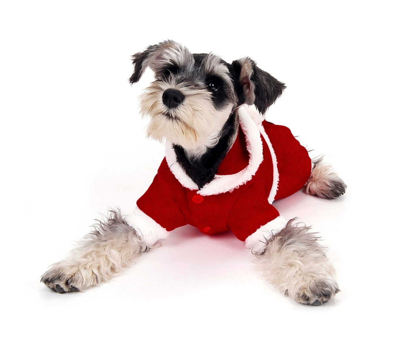 107443 Déguisement PÈRE NOËL avec capuche pour chiens de petite taille 3 boutons