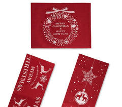 718328 Chemin de table THÈME DE NOËL 28 x 270 cm différents modèles ROUGE