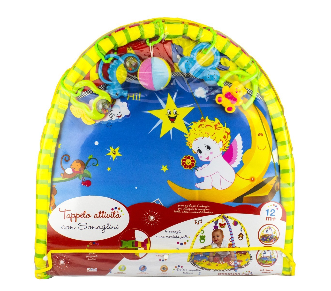 121414 Tapis d'éveil pour bébé CIGIOKI avec des hochets ø 90 x 55 cm