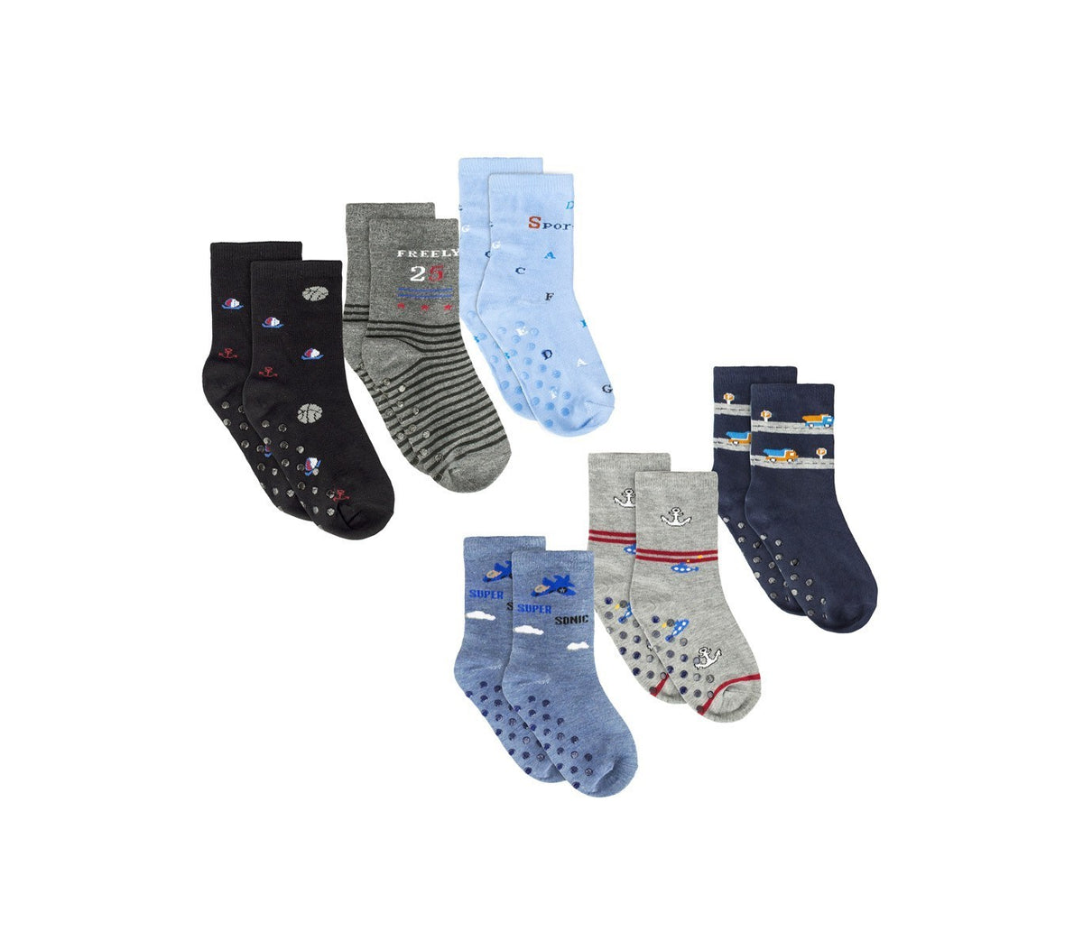 N623 Lot 6 paires chaussettes antidérapantes garçon BABY BOY taille unique 27/31