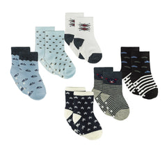 N608 Lot 6 paires chaussettes antidérapantes bébé MOVE BOY tailles 0 à 24 mois