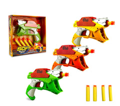 287996 Pistolet en plastique SOFT BULLET GUN jeu d'action avec 4 balles souples
