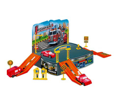121838 Playset caserne de pompiers avec un hélicoptère et des véhicules