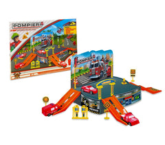 121838 Playset caserne de pompiers avec un hélicoptère et des véhicules