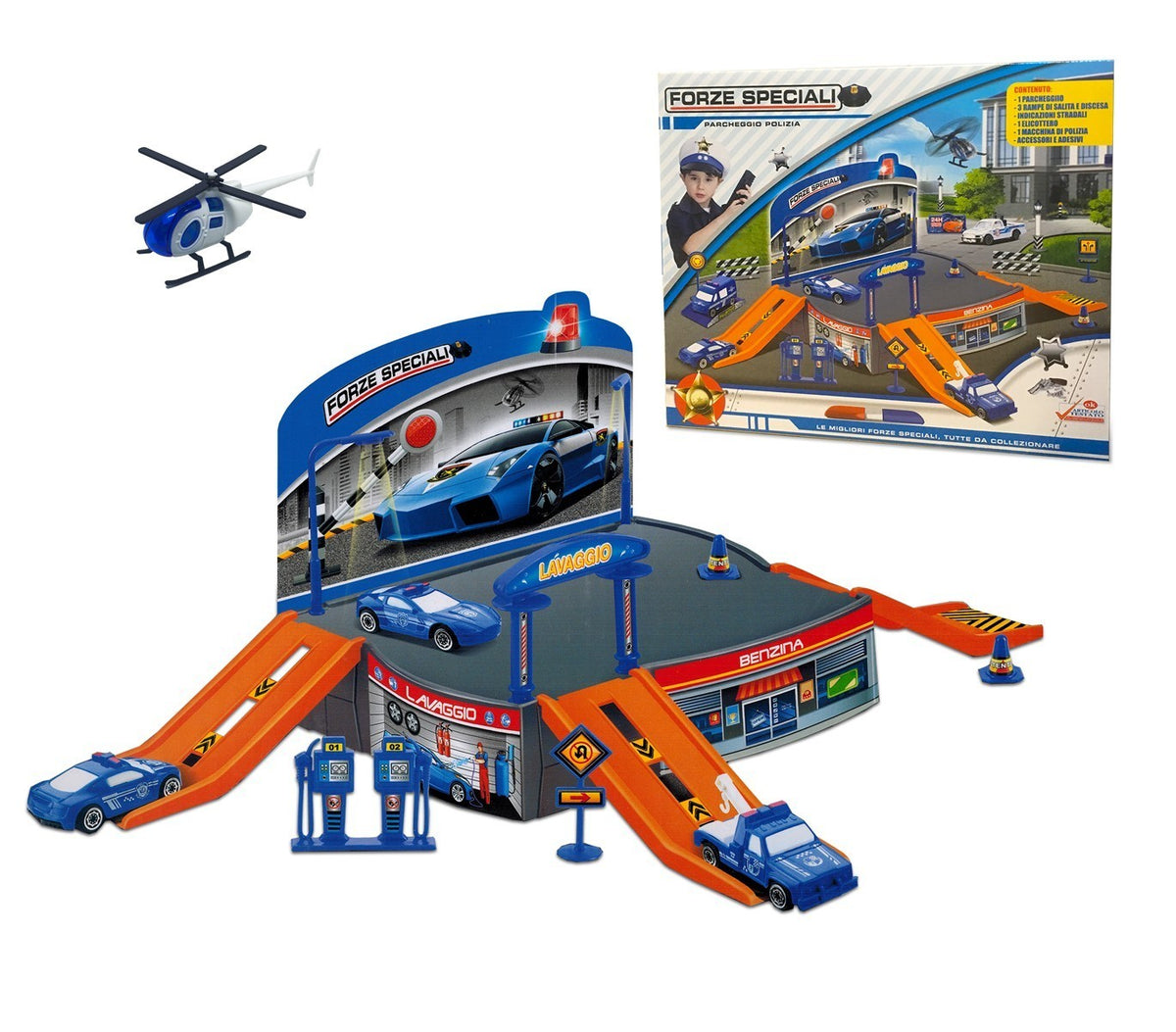 121836 Playset station de police avec un hélicoptère et des véhicules