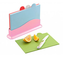 Kit 4 planches à découper - ensemble de cuisine - pvc avec support