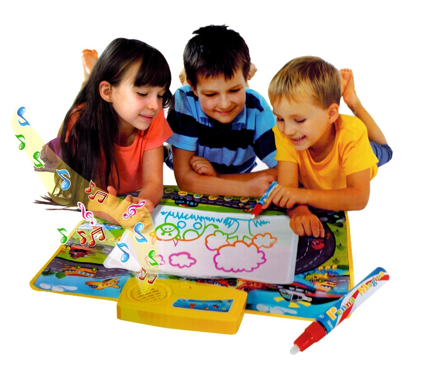 121773 Tapis magique musical 50x50 cm pour dessiner avec feutre à l'eau