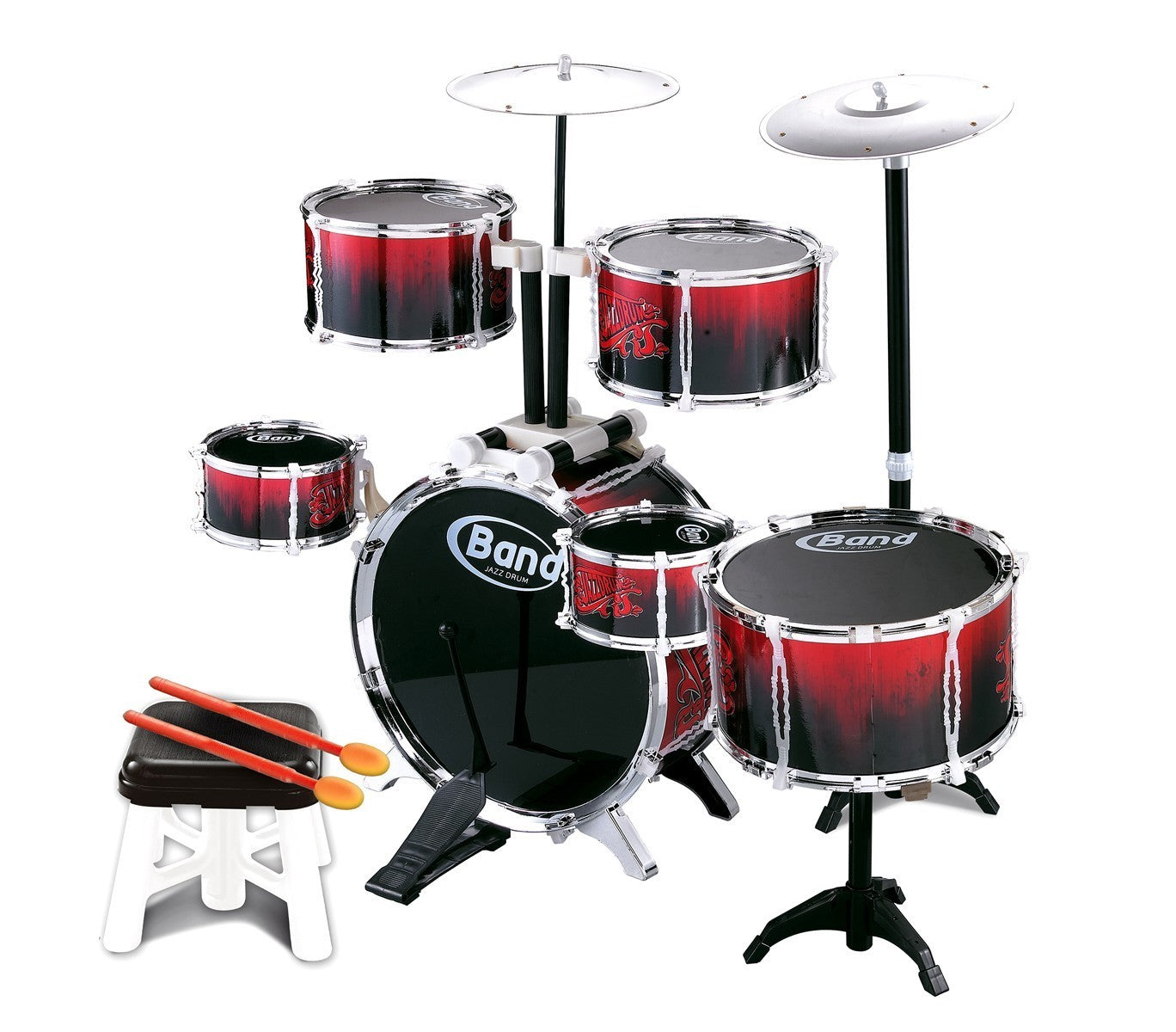 646570 Batterie de jouet BAND DRUMS 8 éléments avec tabouret et baguettes