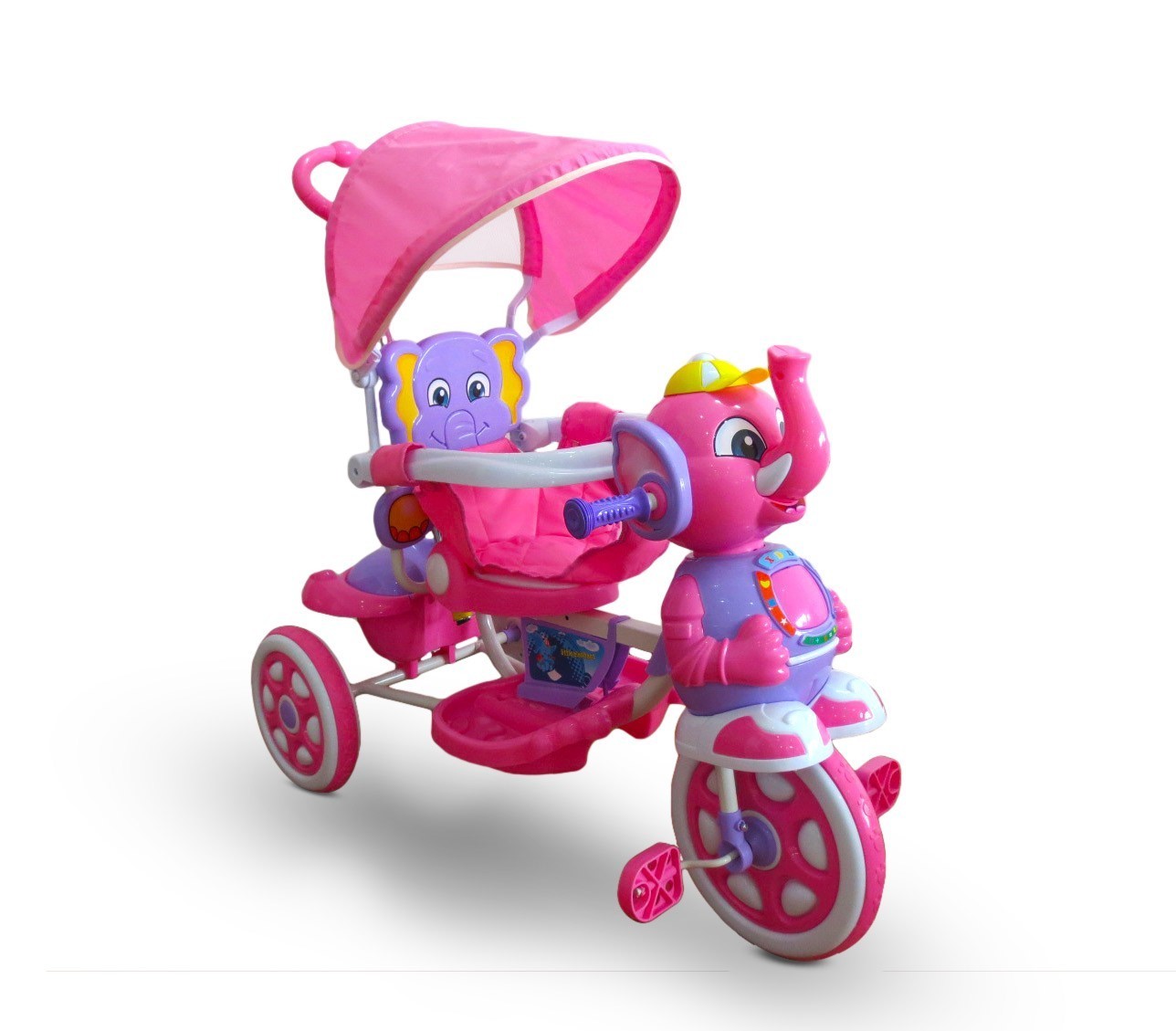 LT813 Tricycle poussette à pédales Manu et Tomas capot et siège rembourré