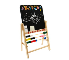 401896 Tableau noir multifonctions en bois avec abaque et craies 66 x 38 x 22 cm