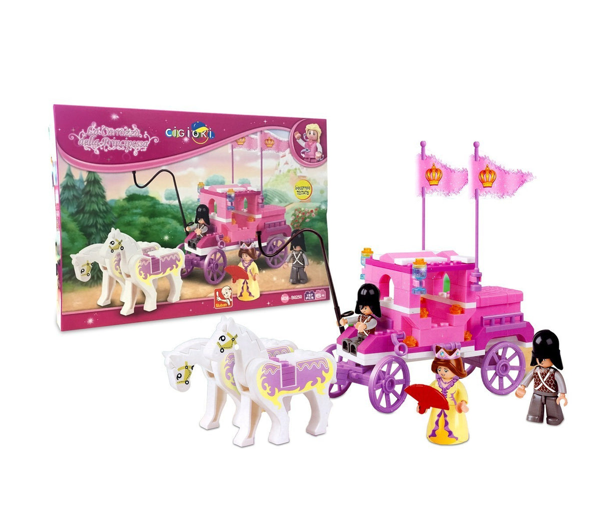 121276 Playset de briques LE CARROSSE DE PRINCESSE CIGIOKI avec 137 éléments