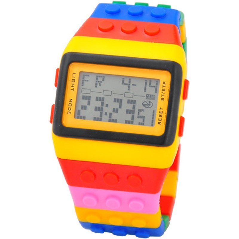 Montre numérique motif blocs de construction de puzzle - LEGO