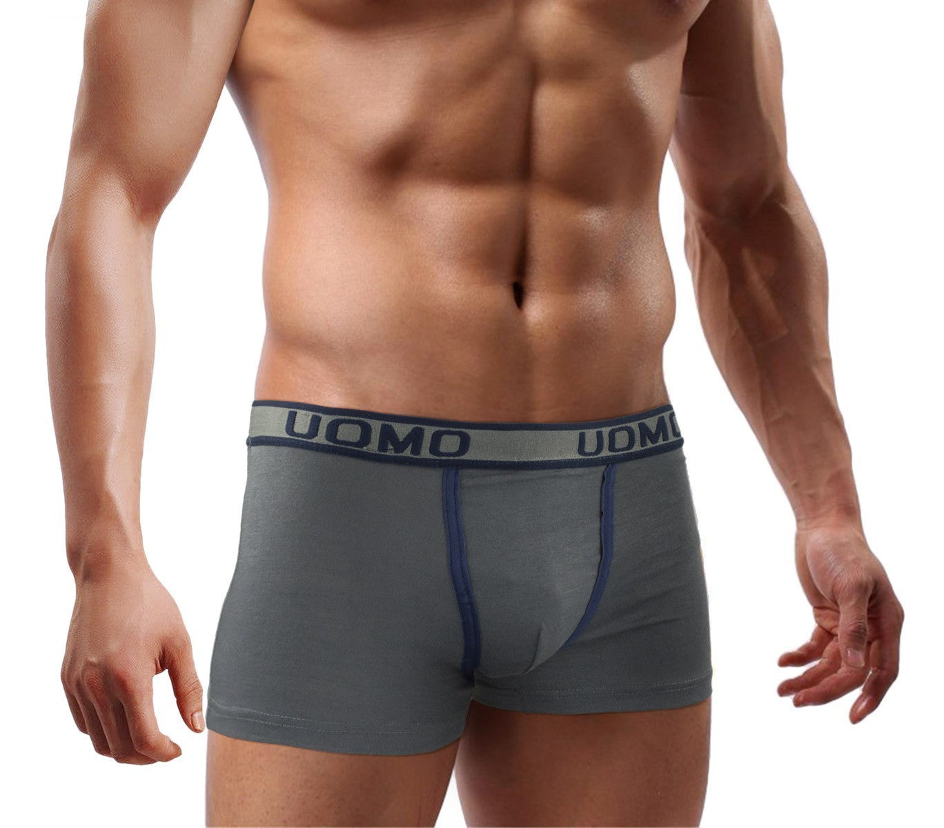 B-003 Pack de 4 boxers homme modèle JEFF coton couleur unie coutures contrastées