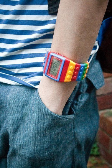 Montre numérique motif blocs de construction de puzzle - LEGO