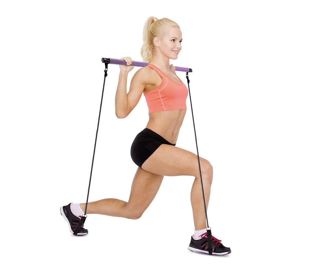717176 Bâton gymnastique avec élastiques idéal pour fitness et pilates