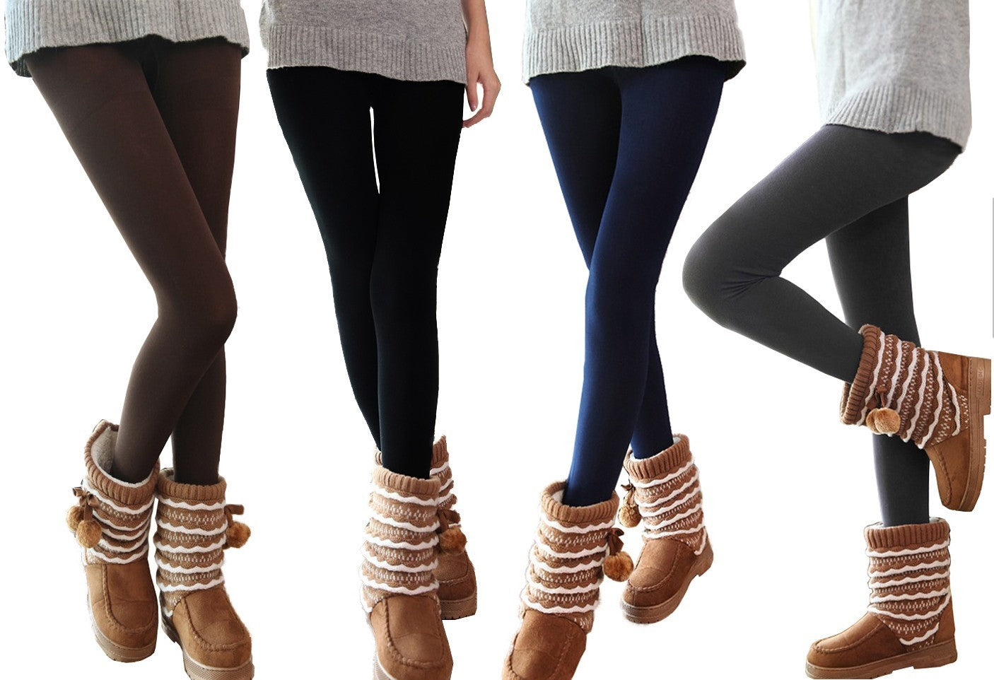 Set de 5 leggings thermiques femme et fille élastiques - parfait pour l'hiver