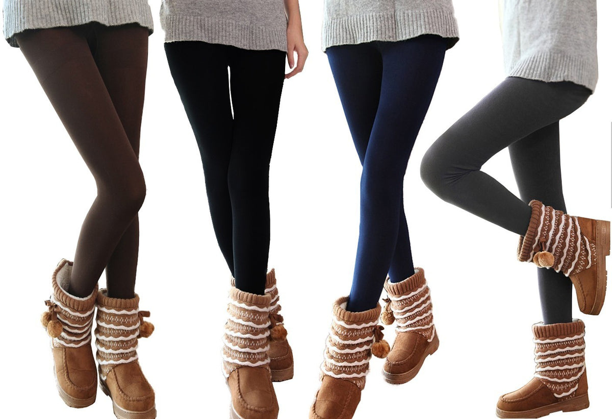 Set de 5 leggings thermiques femme et fille élastiques - parfait pour l'hiver